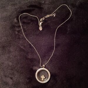 Origami Owl Silver-tone Medium Round Rhinestone Screw locket & Gold-tone cross